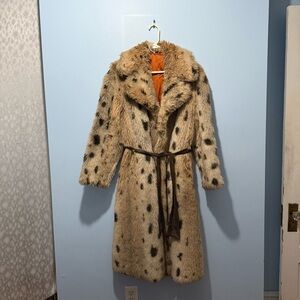 Tissavel Faux Fur Leopard Print Coat - Full Length